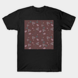 Brown vintage flower pattern. T-Shirt